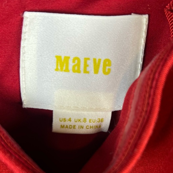 Anthropologie Dress Womens 4 Maeve Red Mita Strapeless Fit Flare Nautical Classy - Picture 6 of 13